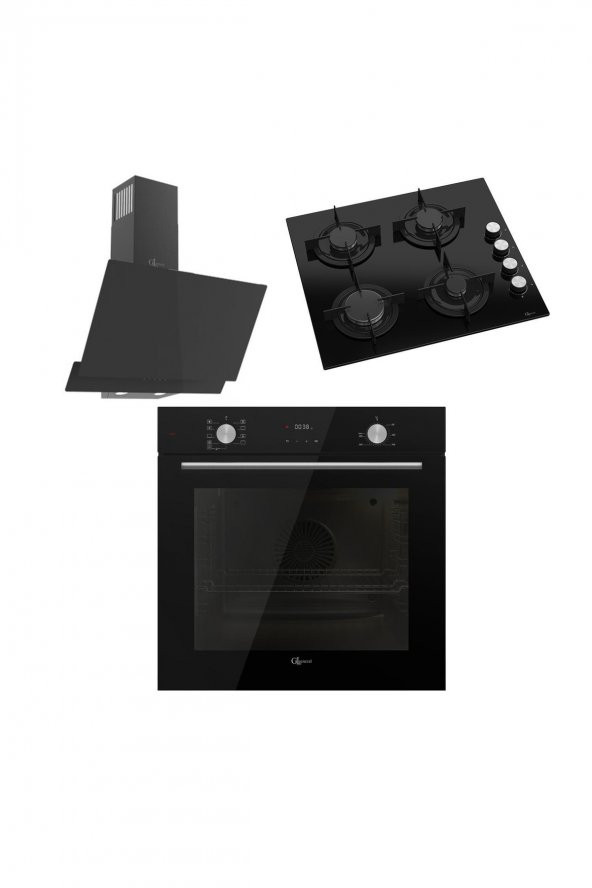 Calipso Siyah Fryart Ankastre Set Glf63cs9f + Glo205cs + Gld016s