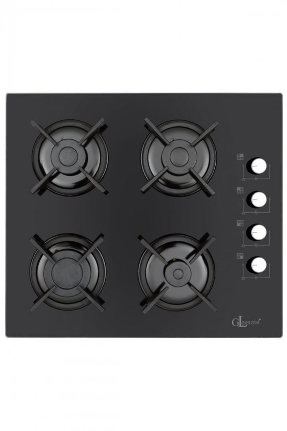 GL General GLO 206CB Bask 60 cm 4g Cam Ankastre Ocak - SİYAH- Doğalgaz