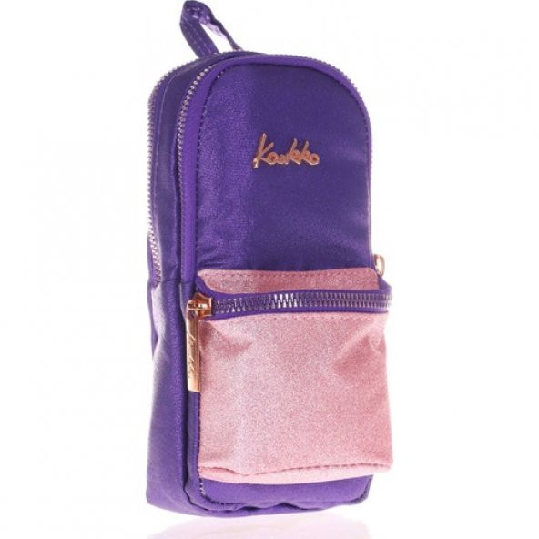 Kaukko Mazing Simli Mor Kız Çocuk Kalem Çantası - Çanta Şekilli