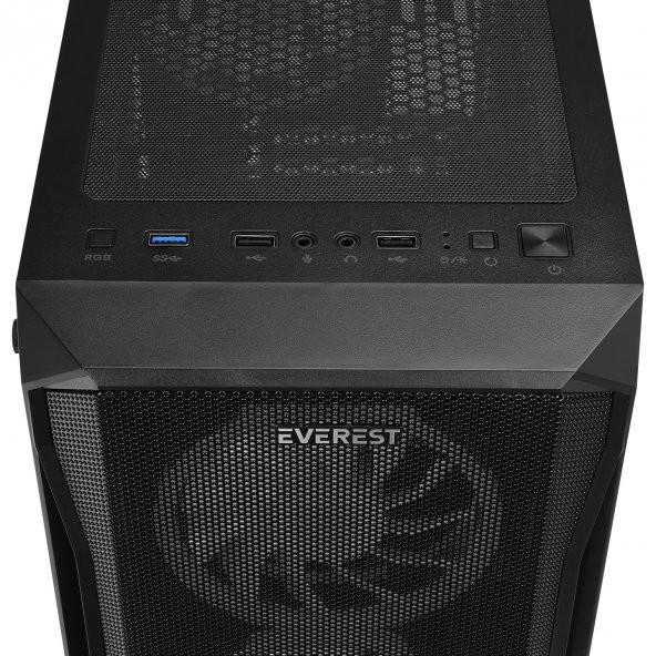 Everest X-RACER PEAK 600W Temperli Camlı 412cm RGB Fan Mid-Tower Gaming Oyuncu Kasası - 6