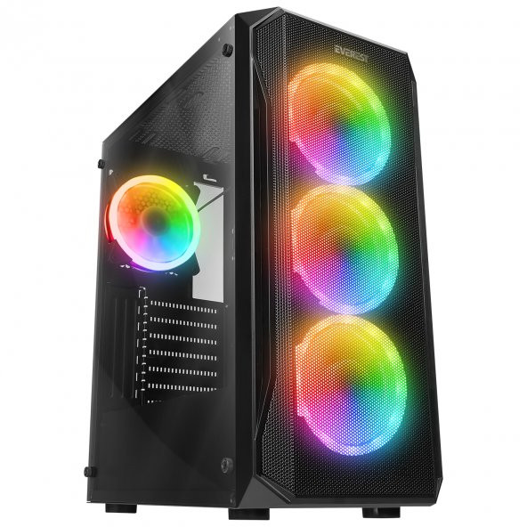 Everest X-RACER PEAK 600W Temperli Camlı 412cm RGB Fan Mid-Tower Gaming Oyuncu Kasası