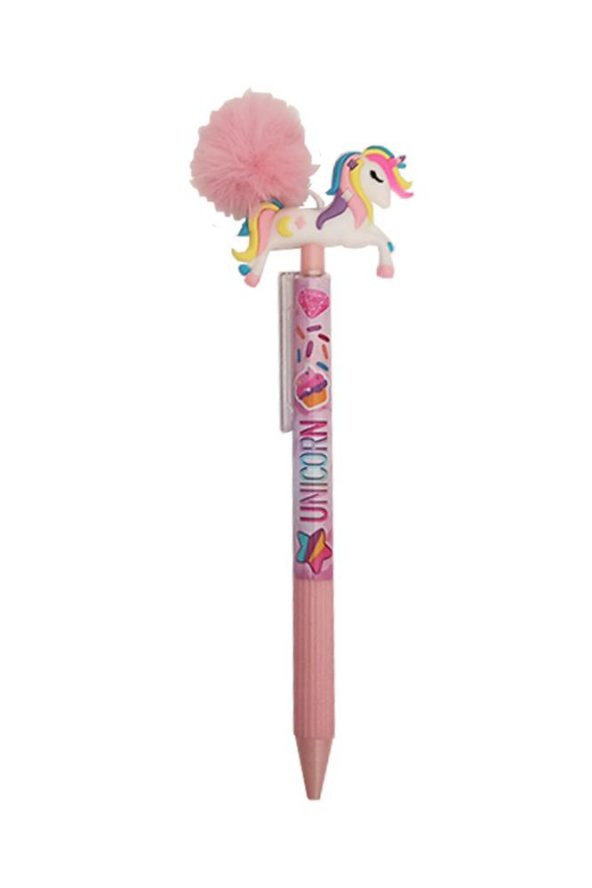 Unicorn Ponponlu Versatil Kalem Pembe 1 Adet Tek Boynuzlu Pompom 0,7 Uçlu Kalem Hediye Kalem Figürlü Sevimli Kalem - 2