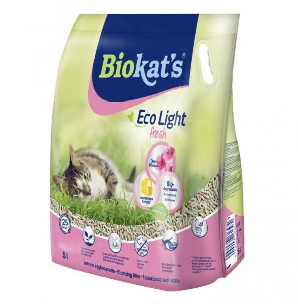 Biokats Eco Light Fresh Cherry Blossom Pelet Kedi Kumu 5 lt