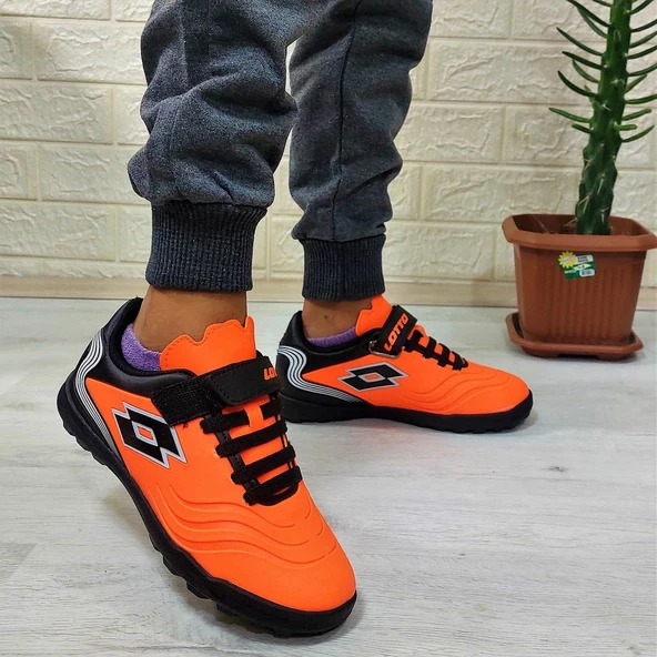 Lotto Rapsodı Turuncu-Siyah Erkek Çocuk Halı Saha Futbol Ayakkabı - 3