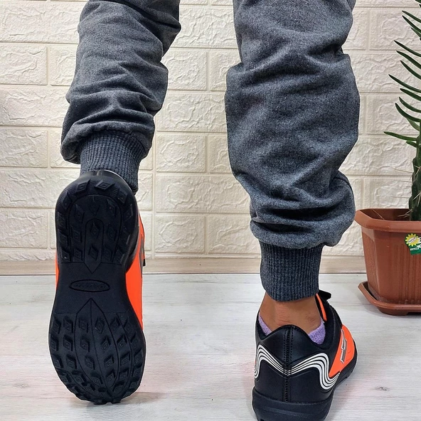 Lotto Rapsodı Turuncu-Siyah Erkek Çocuk Halı Saha Futbol Ayakkabı - 5