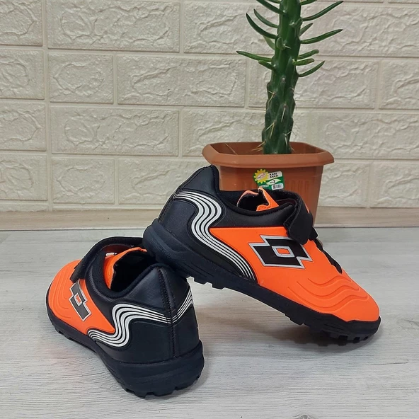Lotto Rapsodı Turuncu-Siyah Erkek Çocuk Halı Saha Futbol Ayakkabı - 9