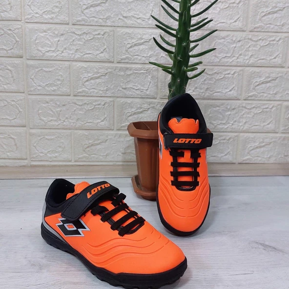 Lotto Rapsodı Turuncu-Siyah Erkek Çocuk Halı Saha Futbol Ayakkabı - 7