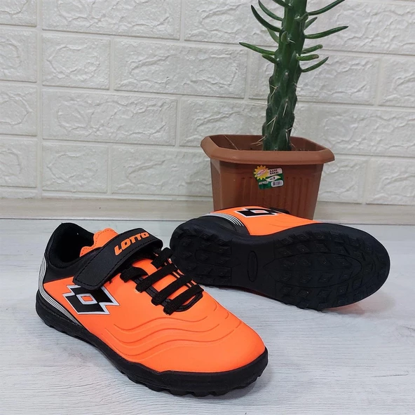 Lotto Rapsodı Turuncu-Siyah Erkek Çocuk Halı Saha Futbol Ayakkabı - 6