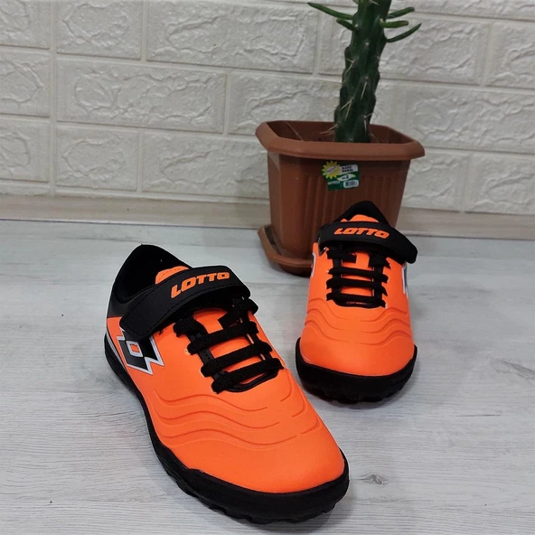 Lotto Rapsodı Turuncu-Siyah Erkek Çocuk Halı Saha Futbol Ayakkabı - 8