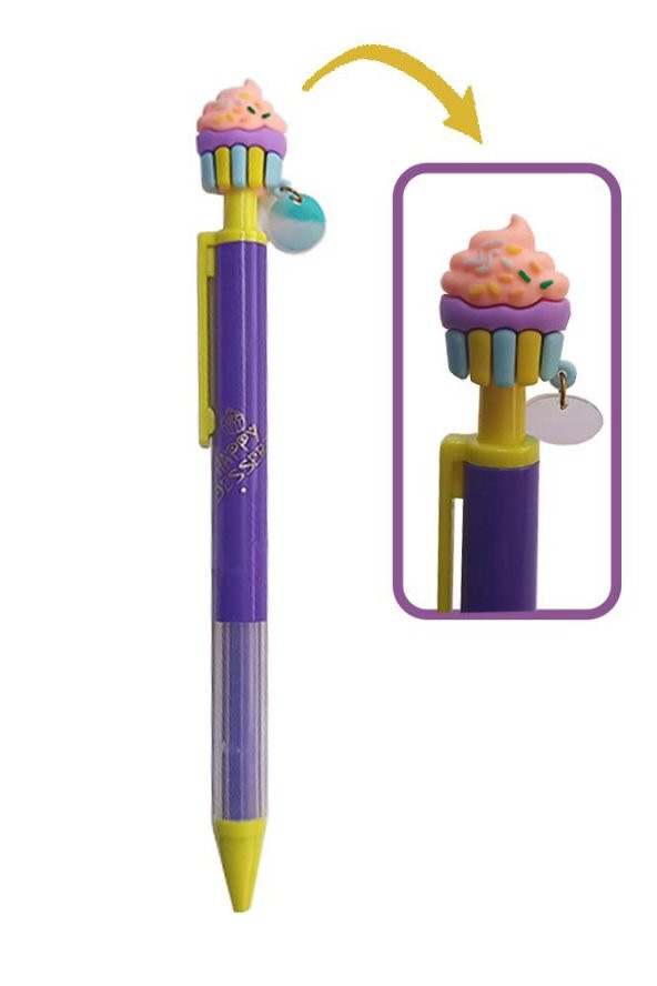 Cupcake Versatil Kalem Mor 1 Adet Pasta Kapkek Figürlü 0,7 Uçlu Kalem Hediye Kalem Sevimli Kalem