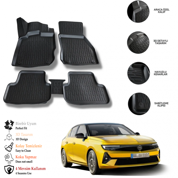 Opel Astra L 2022 Sonrası 3D Havuzlu Paspas OTL ürün görseli 1