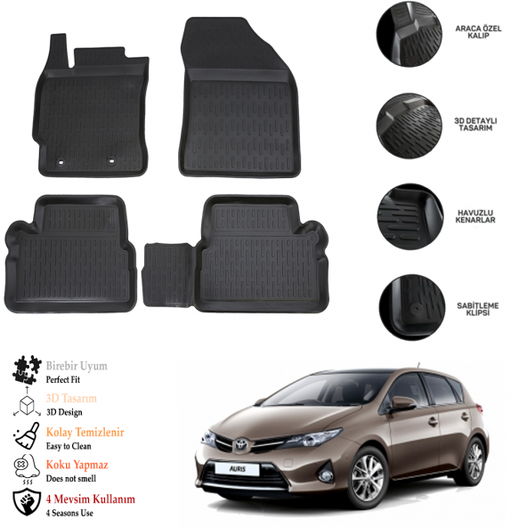 Toyota Aurıs 2013-2018 3D Havuzlu Paspas OTL ürün görseli 1