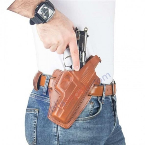 CZ 75B Deri Tabanca Kılıfı Kahverengi Baskılı Kapalı - 2
