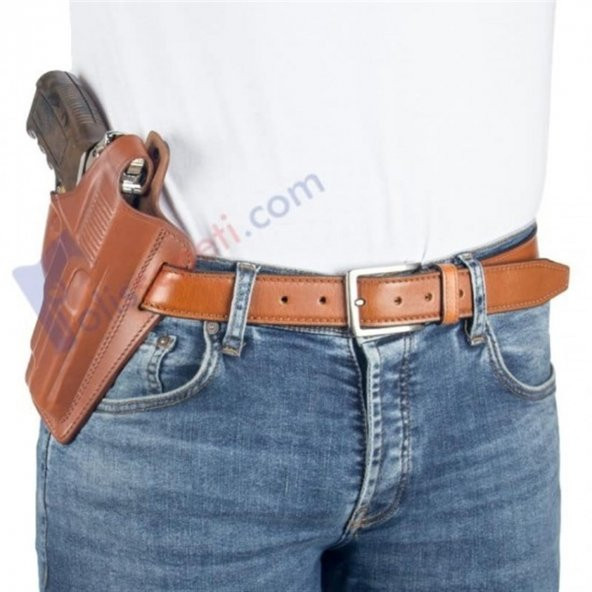 CZ 75B Deri Tabanca Kılıfı Kahverengi Baskılı Kapalı - 3