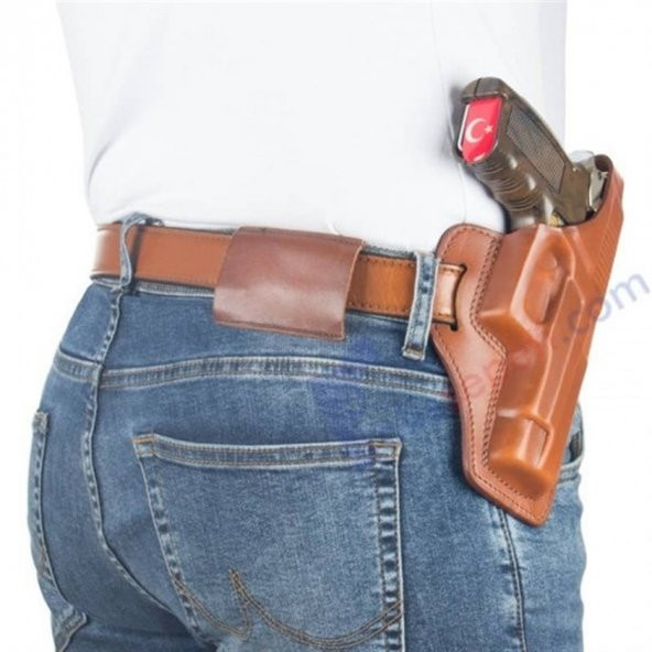 CZ 75B Deri Tabanca Kılıfı Kahverengi Baskılı Kapalı - 4