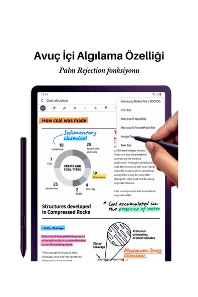 Galaxy Tab S7 FE - S7 Plus Uyumlu Avuç İçi Algılamayan Dokunmatik Stylus Kalem - 9