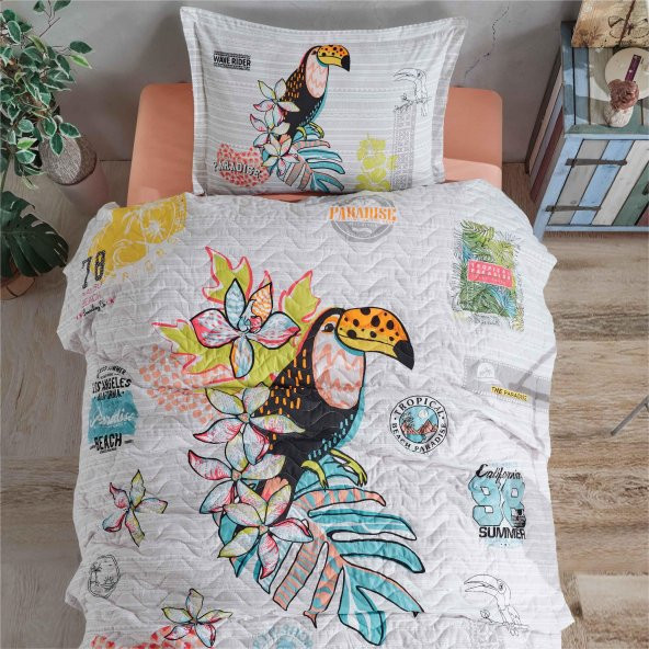 Clasy Ranforce Dört Mevsim Tek Kişilik Paradise V1 Somon - 3