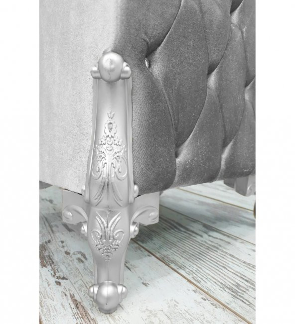 Bonny Home Kapitone MDF Gri Renk 3lü Çamaşır Sepeti Kirli Sepeti Banyo Seti - 4