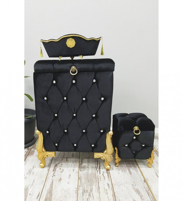 Kapitone MDF Siyah Renk 3lü Çamaşır Sepeti Kirli Sepeti Banyo Seti