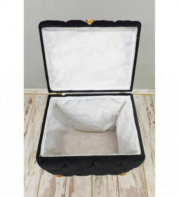 Kapitone MDF Siyah Renk 3lü Çamaşır Sepeti Kirli Sepeti Banyo Seti - 5