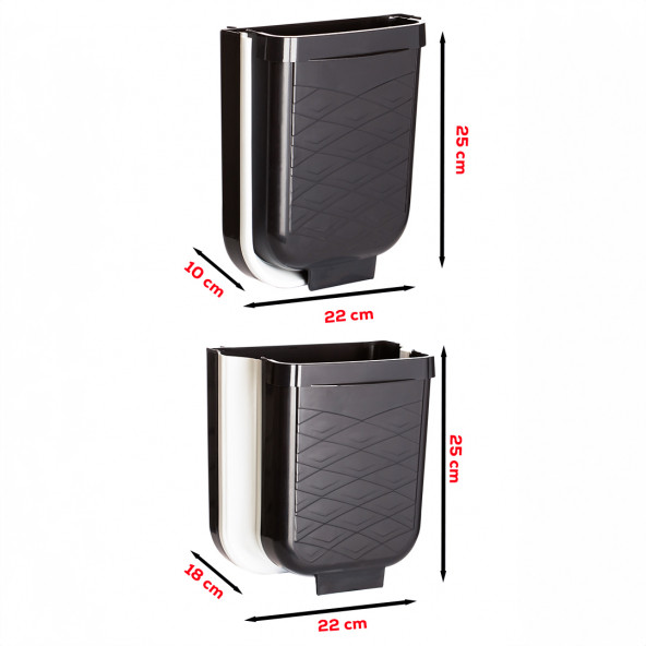 Porsima L-00869 Katlanabilir Askılı Akordiyon Çöp Kovası - Tezgah Üstü Banyo Mutfak Çöp Kutusu 6 Lt - 4