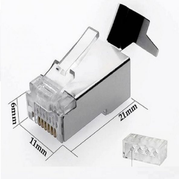 SpeedUF Cat7 Metal Konnektör Rj45 CAT7 Jack + Kablo Ayraç   (10luk Paket) - 3