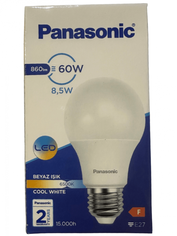 Panasonic 8.5W (60W) 6500K (Beyaz Işık) E27 Duylu Led Ampul (2 Adet)