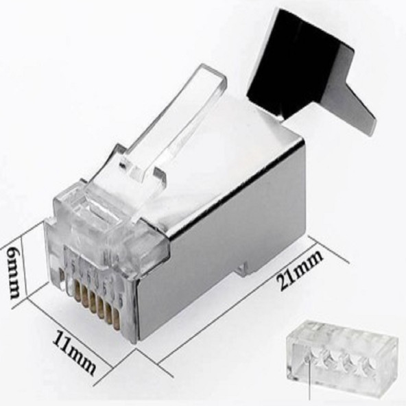 SpeedUF Cat7 Metal Konnektör Rj45 CAT7 Jack + Kablo Ayraç   (20li Paket) - 2