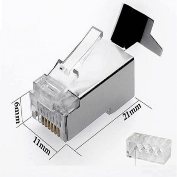SpeedUF Cat7 Metal Konnektör Rj45 CAT7 Jack + Kablo Ayraç   (30luk Paket) - 3