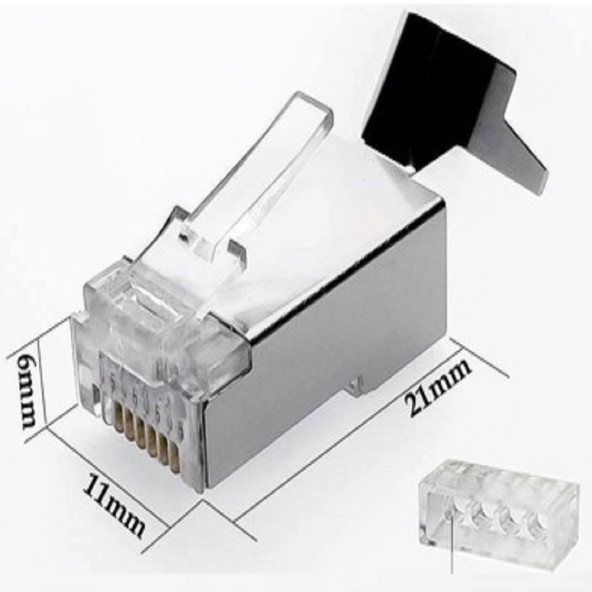 SpeedUF Cat7 Metal Konnektör Rj45 CAT7 Jack + Kablo Ayraç   (40lık Paket) - 2