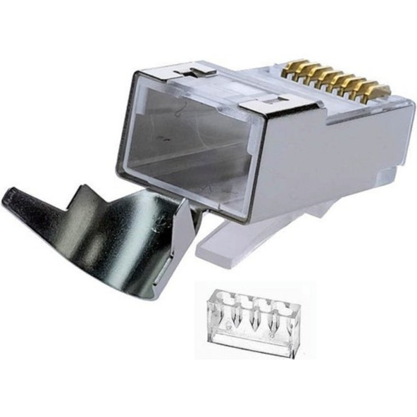 SpeedUF Cat7 Metal Konnektör Rj45 CAT7 Jack + Kablo Ayraç   (40lık Paket) - 4