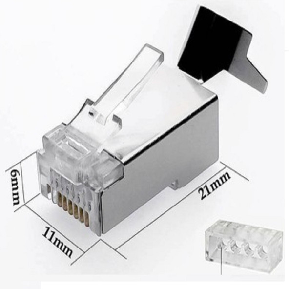 SpeedUF Cat7 Metal Konnektör Rj45 CAT7 Jack + Kablo Ayraç   (50lik Paket) - 2