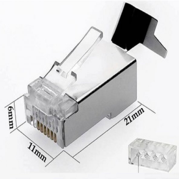 SpeedUF Cat7 Metal Konnektör Rj45 CAT7 Jack + Kablo Ayraç   (100lü Paket) - 3