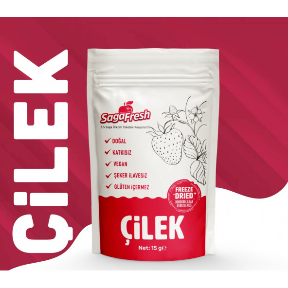 SagaFresh Dondurularak Kurutulmuş Çilek Dilimleri 15g - 3