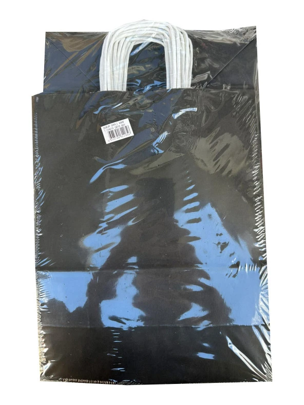 Büküm Saplı Kraft Kağıt Karton Hediyelik Çanta Poşet Torba - Siyah - 25x31 Cm. - 25 Adetlik Paket