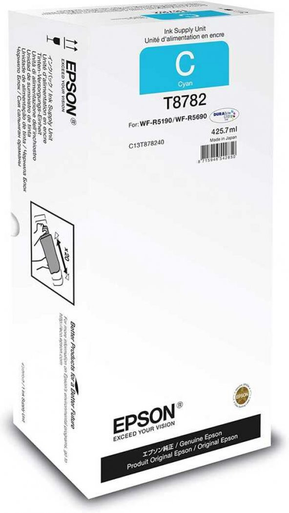 Epson C13T878240 T8782 Mavi Orjinal Kartuş - WF-R5690DTWF - 1
