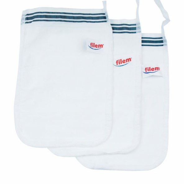 Filem Beyaz Şerit Baskılı 5 Adet Peeling Hamam Banyo Kesesi 16x24 cm - 2
