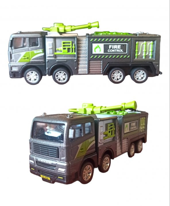 Oyuncak Metal İtfaiye Yangın Söndürme Aracı Sürtmeli Oyuncak Yangın Söndürme Toma 17cm. - 2