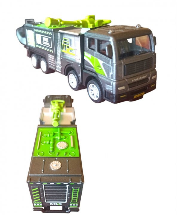 Oyuncak Metal İtfaiye Yangın Söndürme Aracı Sürtmeli Oyuncak Yangın Söndürme Toma 17cm. - 3