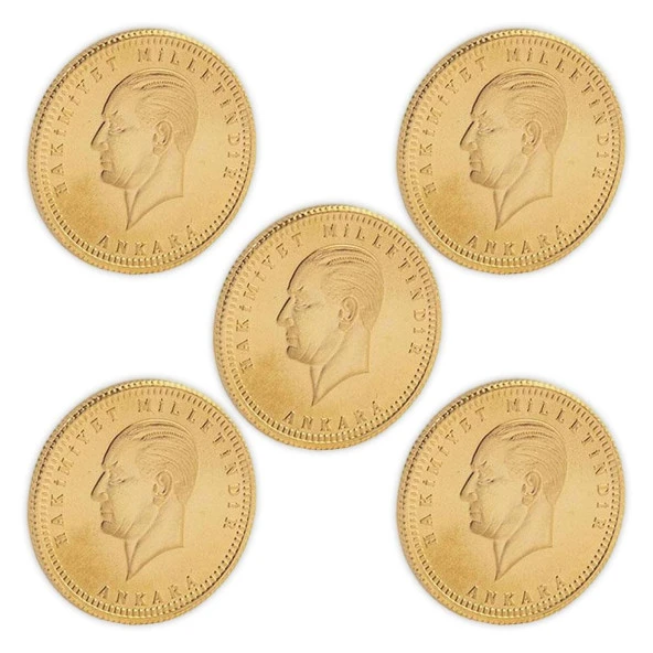 5 Adet Ata Çeyrek Altın Yeni Tarihli Set