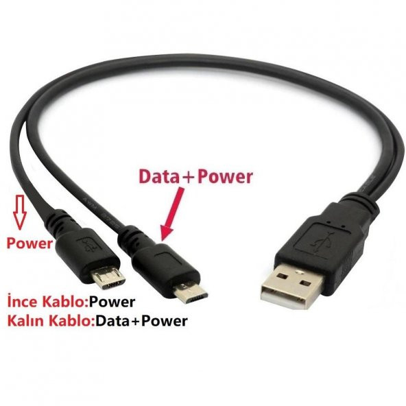 Micro Usb Y Kablo Data Power Çevirici Dönüştürücü Çoklayıcı Kablo - 6