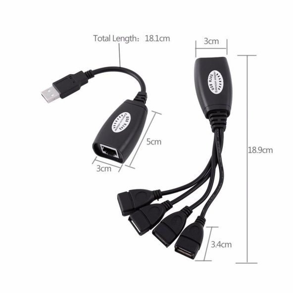 4 Port Cat Rj45 Usb Hub Ek Uzatma Extender (50 Metre) - 5