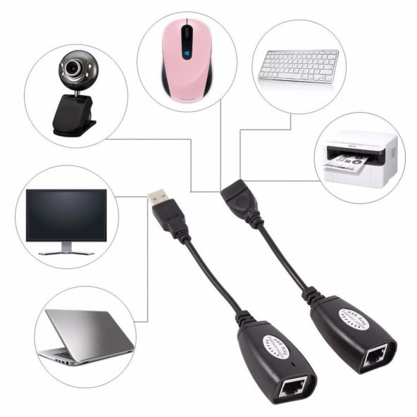 Rj45 Usb Ek Uzatıcı Cat5e 6 Kablosu Ekleme Extender - 3
