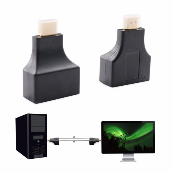 Hdmi Rj45 Cat5 6 Extender Uzatıcı Uzatma Aparatı Adaptör - Resim 5