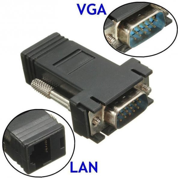 Rj45 Vga Ekleme Ek 30 Metre Uzatıcı Cat56 Monitör Extender - 2 Adet - 3