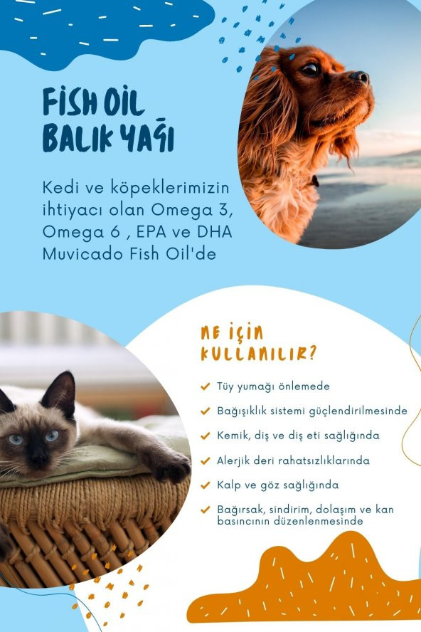 Fish Oil - Kedi ve Köpekler İçin Omega 3 ve Omega 6 Balık Yağı Bağışıklık Sistemi 200 ML