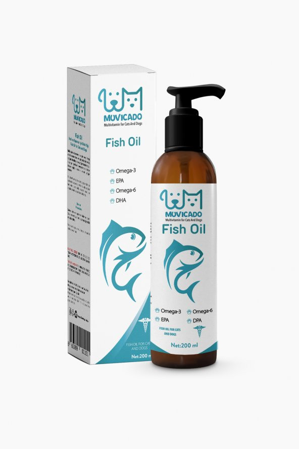 Fish Oil - Kedi ve Köpekler İçin Omega 3 ve Omega 6 Balık Yağı Bağışıklık Sistemi 200 ML