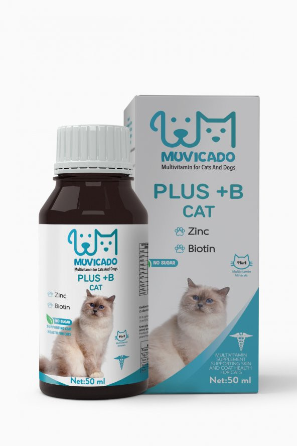 Kedi Tüy Sağlığı Damlası Plus +B  Kediler İçin Tüy ve Tırnak Sağlığını Destekleyen Multivitamin 50ML