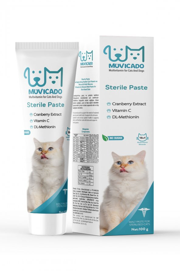 Kısırlaştırılmış Kedilere Özel Multi Vitaminli Steril Macun   - Sterile Paste 100 g