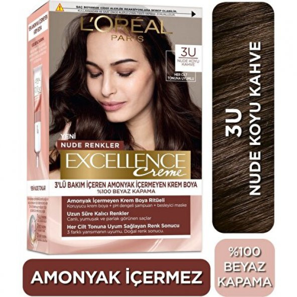 L’oréal Paris Excellence Creme Nude Renkler Saç Boyası – 3u Nude Koyu Kahve